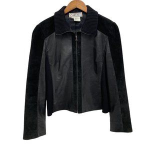 CARLISLE ~Suede Leather Wool Combo Zip Up Jacket 2